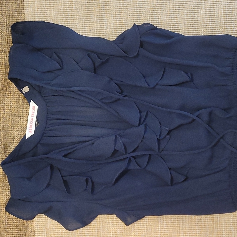 Rebeca Taylor Navy Blue Ruffle Dress - Picture 3 of 4